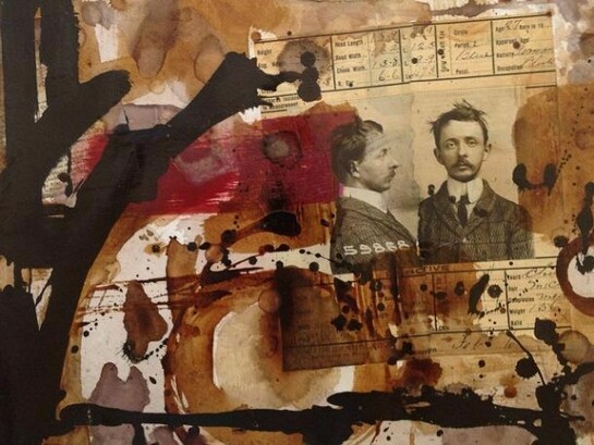 Maria Soledad Fernandez Pagliuca, He Is Looking For Himself Too, Coffee, Wine & Mixed Media on Paper, 18" x 24"