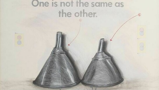 Candy Jernigan, One is not the same as the other, November, 1987, Graphite and colored pencil on paper, Paper: 22 1/2 x 30 inches (57.2 x 76.2 cm), Frame: 26 x 34 x 1 inches (66 x 86.4 x 2.5 cm)