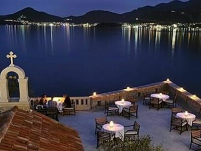 Church of Aleksandar Nevski at Sveti Stefan and the view from the terrace