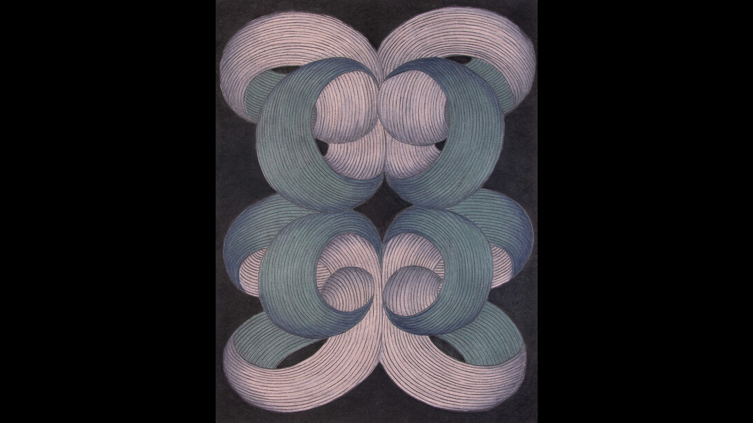 Nancy Blum, Black Drawing 182, 2023, colored pencil and graphite on black paper, 12x9 inches. Courtesy McKenzie Fine Art, New York