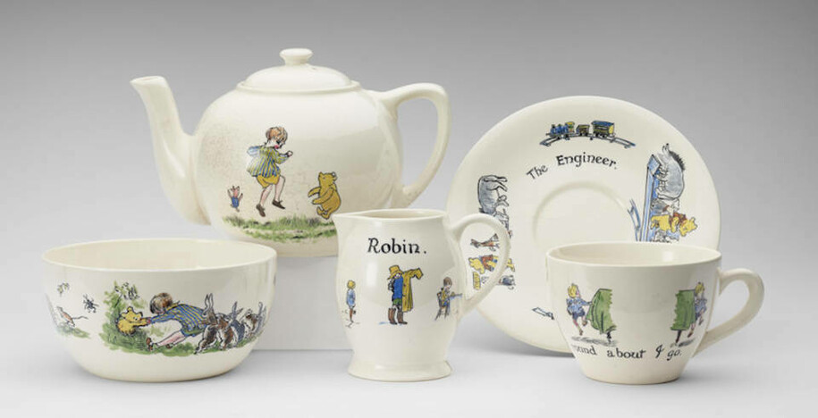 Christopher Robin ceramic tea-set presented to Princess Elizabeth, hand-painted, Ashtead Pottery, 1928. © Royal Collection Trust