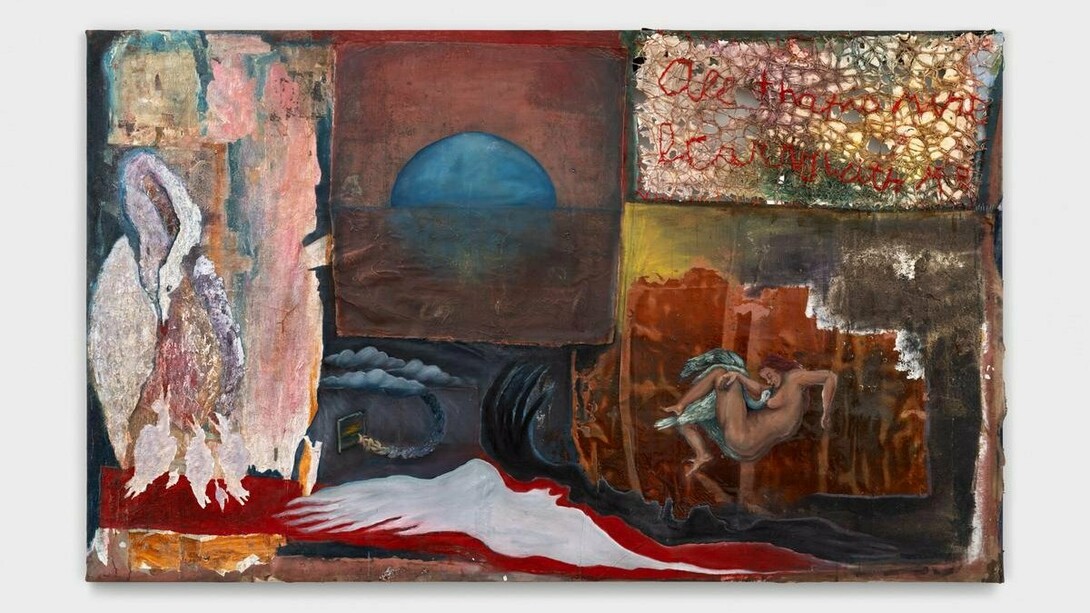 Savannah Claudia Levin, The Door Opens Inward,
2024,
Oil on canvas,
56”h x 93”w (142 x 236cm). Courtesy of the artist and Harkawik