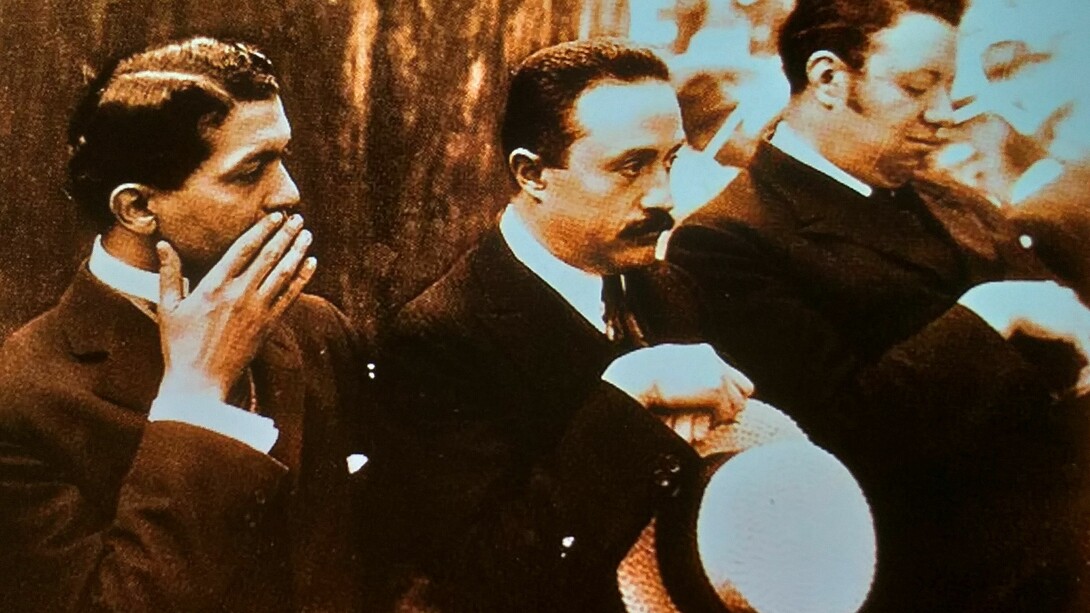 Pedro Henríquez Urena con José Vasconcelos y Diego Rivera
