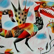 Clive Hicks-Jenkins, Dragon of Many Colours, coloured pencil on paper, 2013, 25 x 27cm