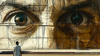 Pintura a óleo digital: Vigilância. Das redes sociais que mapeiam nossas interações até algoritmos que determinam o conteúdo que vemos, nosso dia a dia gera cada vez mais rastros. Os cookies, praticamente invisíveis, rastreiam cada clique, cada busca, moldando nossas experiências digitais e nossas escolhas no mundo físico. Sob a fachada de segurança ou da conveniência de uma “experiência mais personalizada”, o aumento da vigilância levanta questionamentos profundos