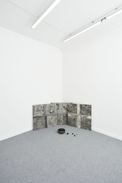 Edoardo Caimi, An hour, several weeks, few centuries, exhibition view. Courtesy of The Address