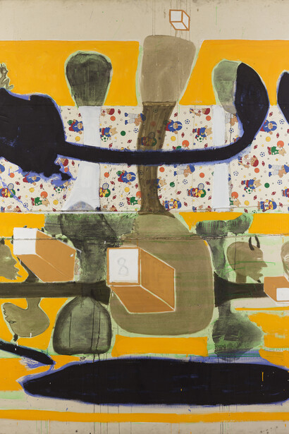 Ouattara Watts, Prime time, 1996, mixed media on canvas, 283 x 223 cm, Courtesy Galerie Boulakia