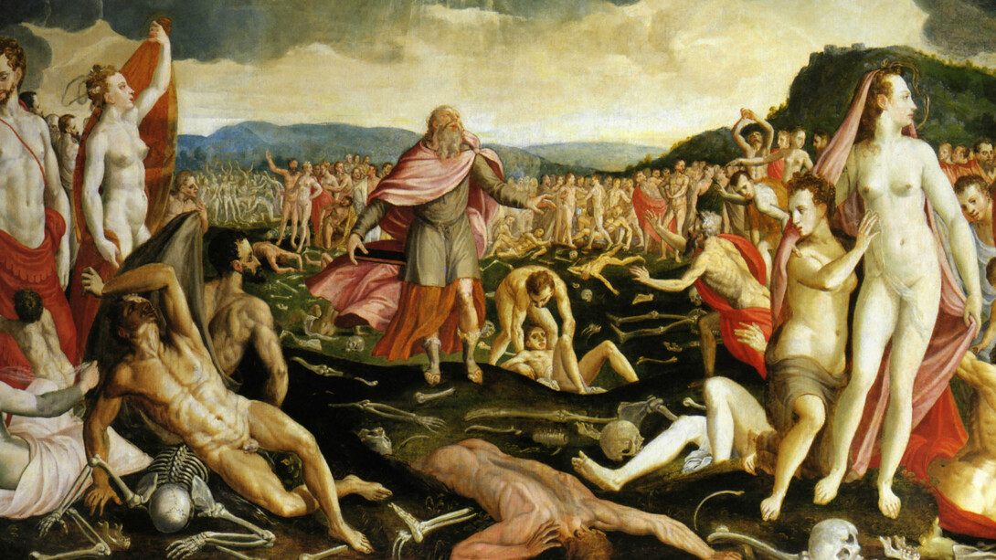 Crispin van den Broeck, Ezekiel and The Dry Bones, 16th century. Oil on panel. Long term loan from the Schorr Collection.