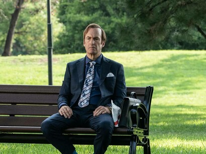 Saul Goodman sitting on a bench from the acclaimed show Better Call Saul