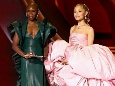 Ariana Grande e Cynthia Erivo no Oscar de 2025. A cantora e atriz não cansou do rosa, fazendo um tour completamente inspirada nos tons e na estética do personagem. A sua companheira de tela, Cynthia Erivo, também abusou do verde para referenciar sua personagem, a Elphaba que tem o tom de pele da mesma cor no longa, além de todo o drama que ela trouxe aos looks inspirados na bruxa má