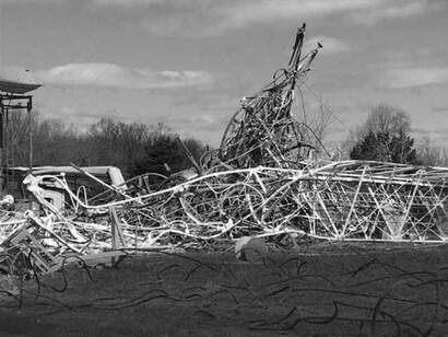 Cell tower collapses in high winds