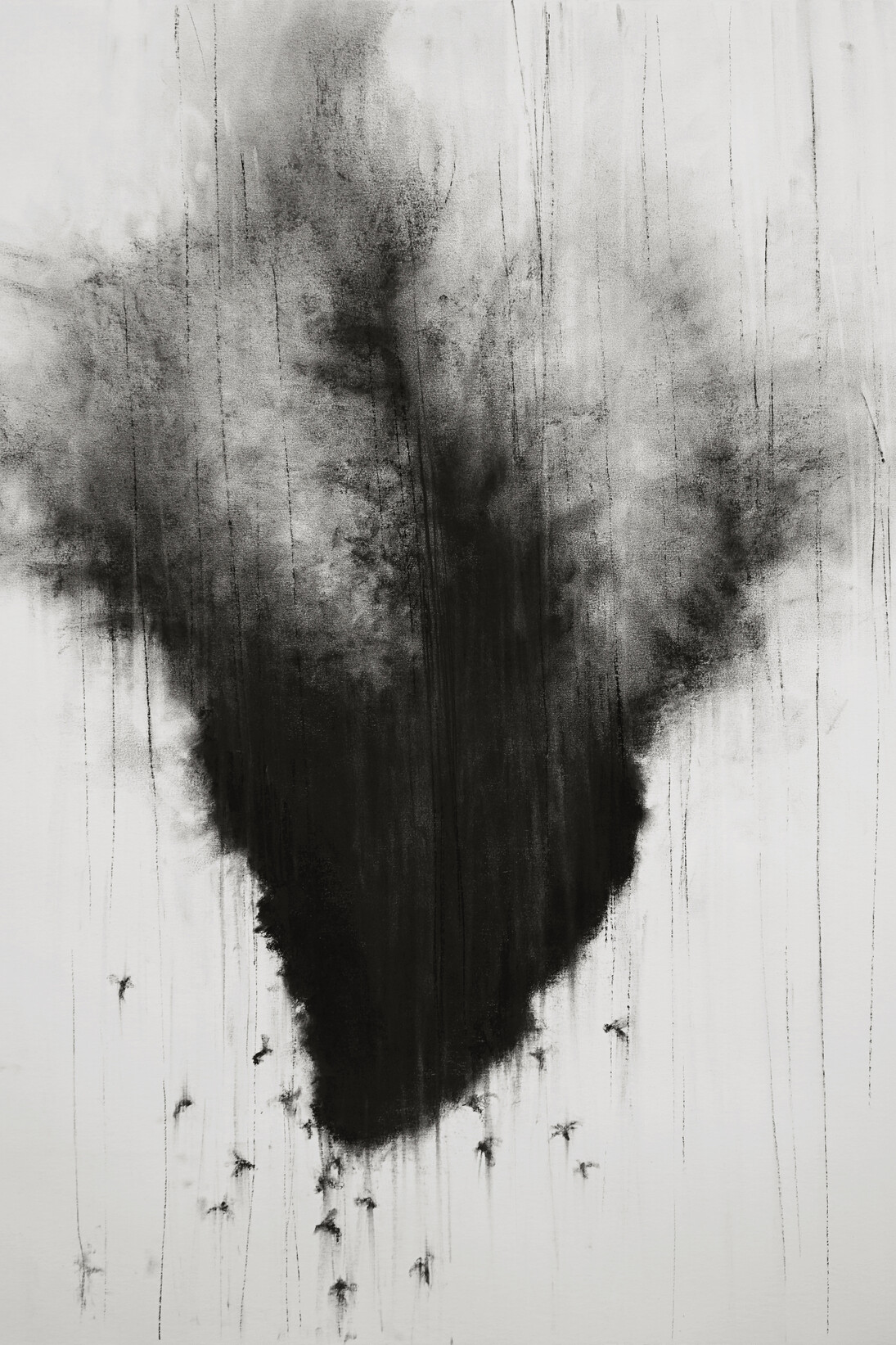 Guy Oberson, Nesting 9, pierre noire sur papier, 70 x 60 cm, 2014, Courtesy Galerie Eric Mouchet