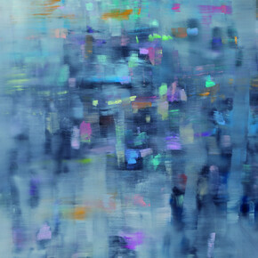 Oona Hassim Wandering Crowds I, (London), 2011. Oil on canvas, 71 x 104 cm. Courtesy Woolff Gallery. Photo: Lucid Plane