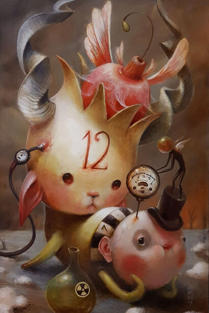 Jesús Aguado, "Subject number 12", acrylic on panel, 19.8 x 12 inches