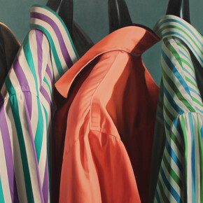 Alberto Magnani, Camicie in Fila, 2012, Olio su tela, 100x130 cm. 