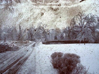 Adam Chodzko, Too, 2013, Found 35 mm slide, May 1976, location unknown. Dust from Geneva airport, September 2013, Printed as C-type, 17.8 x 25.4 cm, Edition of 2