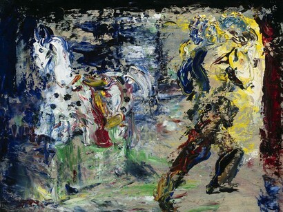 Jack B. Yeats, *A Cavalier's Farewell to his Steed*, 1949. Öl auf Leinwand, 36 x 46 cm. National Gallery of Ireland, Dublin