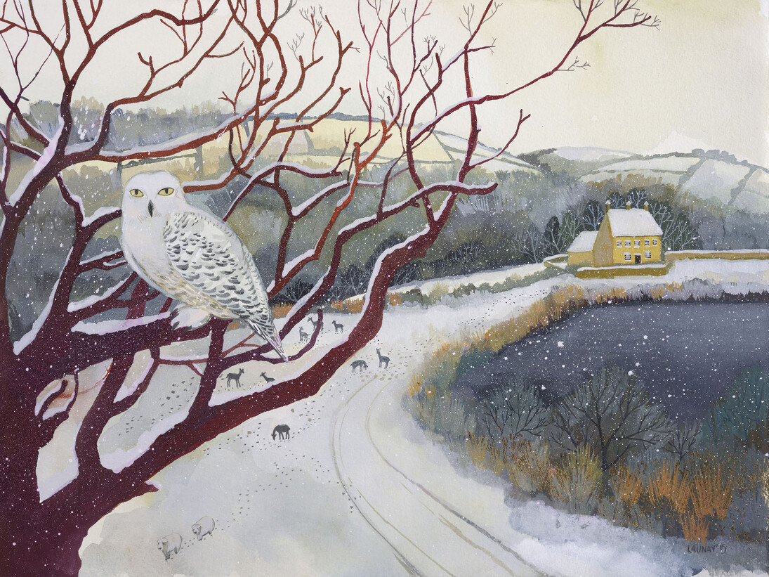 Melissa Launay, Snow prints (survival), gouache on paper, 38 x 51 cm