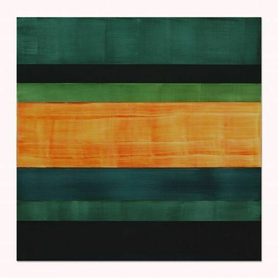 Ricardo Mazal, Composition in Greens 1, 2014, oil on linen, 71 x 73 inches