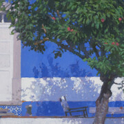 Verrall House with Blue Walls  38x60cm. Courtesy of The Minster Gallery