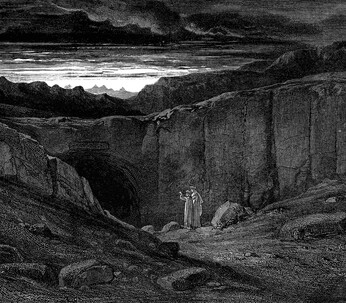 Gustave Doré, “Vous qui entrez ici, abandonnez toute espérance ”, planche n°7, extrait de "L’Enfer"
 de Dante, 1857