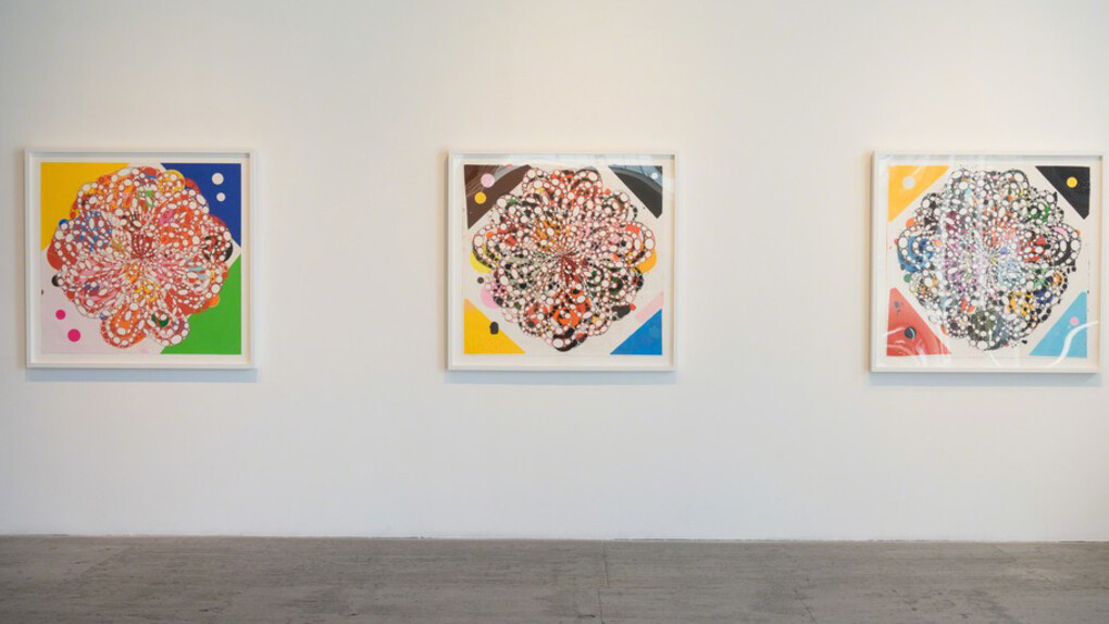 Ghost Flags and Flower Paintings, Exhibition view. Courtesy of Gallery 16