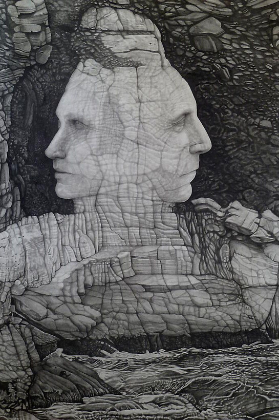 Colette Robbins, The Sentinel, 2013, Graphite painting on paper, 60 x 40 inches