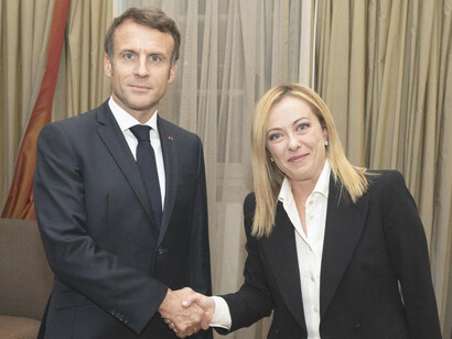 President Meloni meets President Macron in Rome, 2022, for bilateral talks