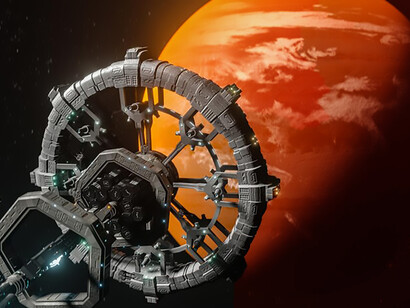 Satellite and broadband internet system depicted in 3D render of Mars, addressing consumer needs