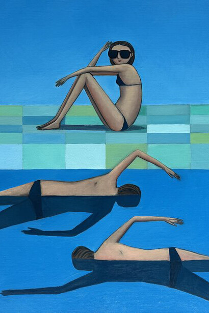 Giacomo Piussi, Swimmers in pool, 2025. Courtesy of the Robin Rice Gallery