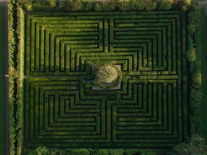 Giardino di Valsanzibio, vista aerea del Labirinto. Foto Stefano Maruzzo