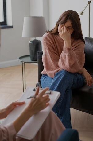 A woman seeking therapy for anxiety support