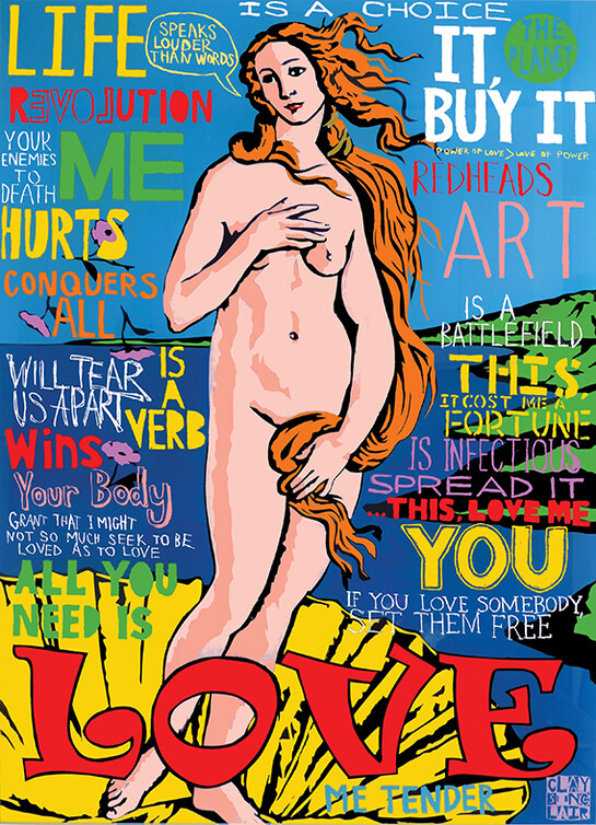 Clay Sinclair, Love, 114 x 90cm, acrylic on perspex