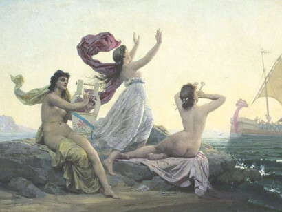 "Ulises y las sirenas", Marie-François Firmin-Girard, 1868
