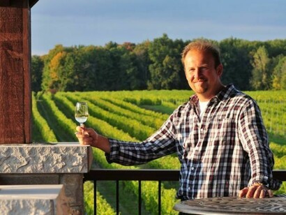 Enjoying the sun and a the wine