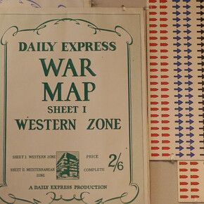 Daily Express war maps from 1944 and stickers. Courtesy of National Museum of Scotland