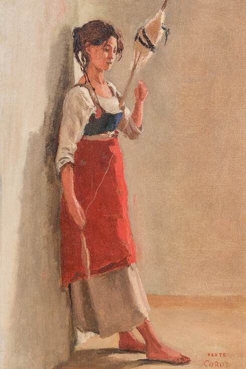 Young Italian Woman from Papigno with Her Spindle, c. 1826–1827, oil on board, Private collection