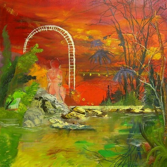 Daphne Arthur, Untitled (Red), 2014, Oil in canvas, 34" x 31" x 1"