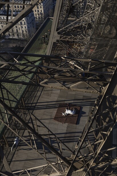 Paola Pivi, “Yee-Haw (sleeping)”, 2015, Digital Print mounted on dibond and diasec. Photography by Hugo Glendinning, 180 x 270 cm / 70 3/4 x 106 1/4 in, Courtesy Galerie Perrotin