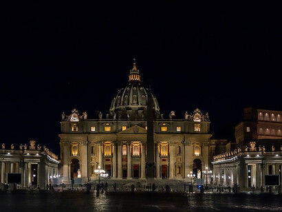 St. Peter’s Basilica, Vatican City, at night, Italy