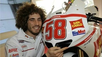 Marco Simoncelli alla presentazione della nuova Honda del team Gresini