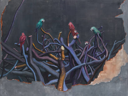 Song Yige, Backyard Garden, 2015, oil on canvas, 205 x 170 cm, courtesy of the artist and Marlborough Fine Art, London