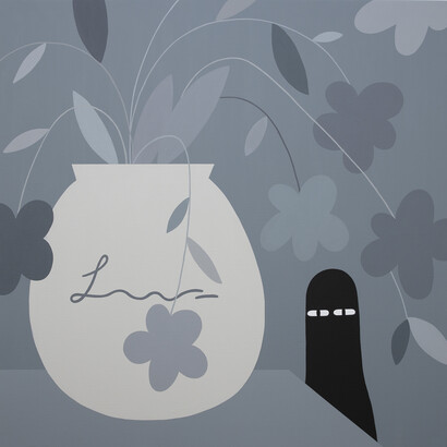 Flowers with LUV, 2021, acrylic on canvas, 80 x 80 cm. Courtesy of GR Gallery