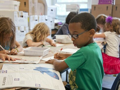 Students learning in a classroom in Morocco. Children also need free time to process information and use their cognitive abilities 