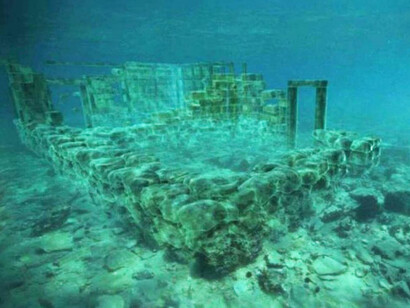 La città greca sommersa di Pavlopetri appena al largo della costa della Laconia meridionale nel Peloponneso