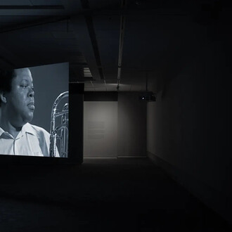 Installation view of "Stan Douglas. Hors-champs", Davis Gallery, Colby College Museum of Art, Waterville, Maine, 2025. Photo by Abby Lank