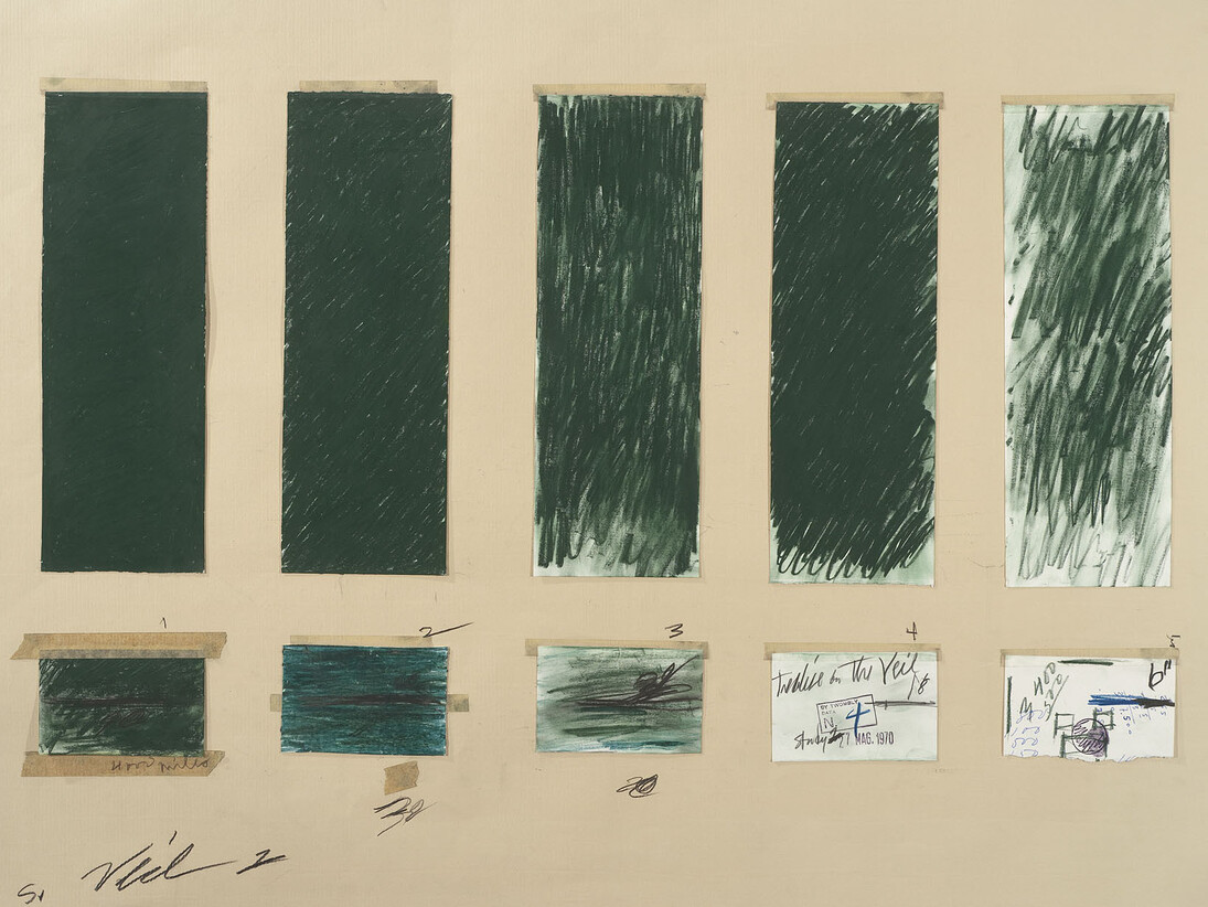 Cy Twombly, Untitled, 1970, Crayon, graphite pencil, ink, tape, and cut and torn paper on colored paper. The Menil Collection, Houston; Gift of the artist. Photography by Paul Hester ©Cy Twombly Foundation  
