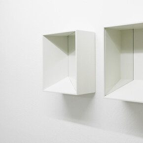 Ghost #2, 2021, Lacquered wood, glass, 30x24x14 cm, 11¾x9½x5½ inches. Ghost #1, 2021, Lacquered wood, glass, 30x24x14 cm, 11¾x9½x5½ inches. Courtesy: The Flat – Massimo Carasi. Photo Credit: Artland
