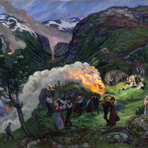 Nikolai Astrup, Midsummer Eve Bonfire, Before 1915, Oil on canvas, 136 x 196 cm, The Savings Bank Foundation DNB/The Astrup Collection/KODE Art Museums of Bergen. Photo © Dag Fosse/KODE