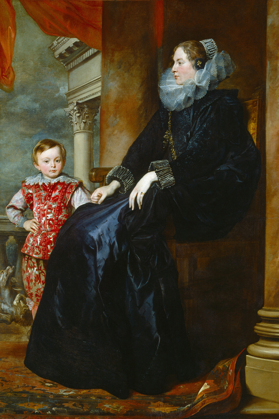 Sir Anthony Van Dyck, A Genoese Noblewoman and Her Son, c. 1626, Oil on canvas, 191.5 x 139.5 cm, National Gallery of Art, Washington, Widener Collection, 1942.9.91, Photo Courtesy National Gallery of Art, Washington, Exhibition organised by the Royal Museum of Fine Arts, Antwerp, Royal Academy of Arts, London, and Centre for Fine Arts, Brussels
